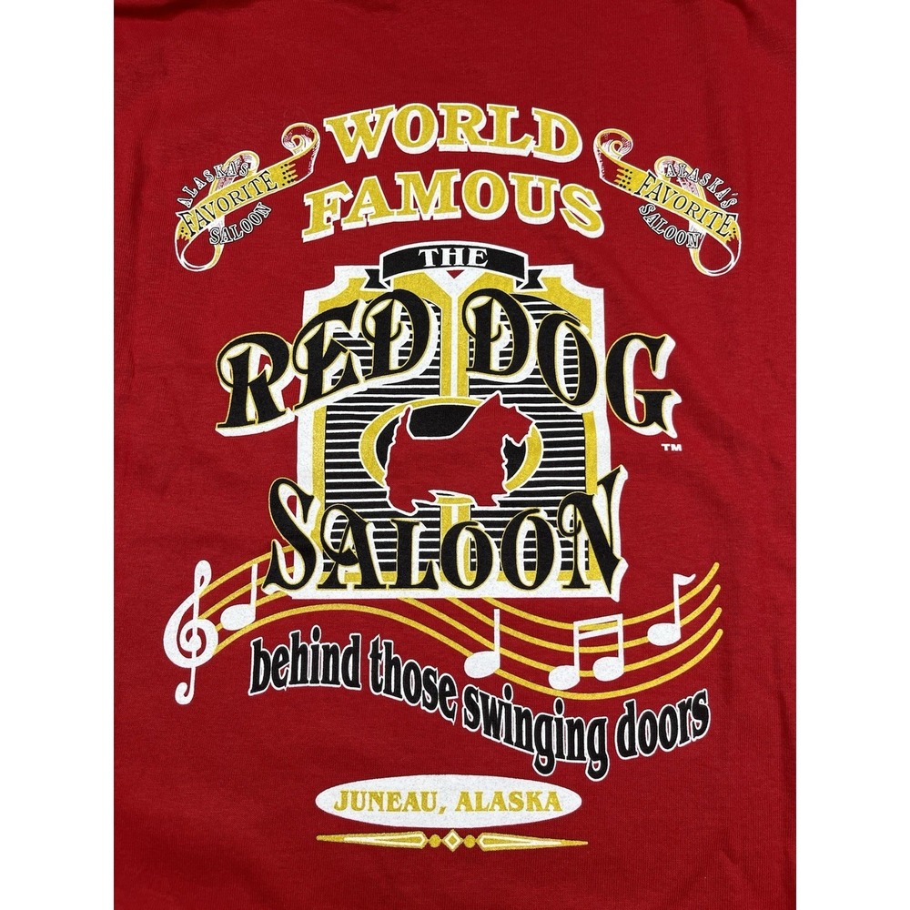 Red Dog Saloon T-Shirt Men's Sz Large Junea Alaska Bar Restaurant Red - NWT